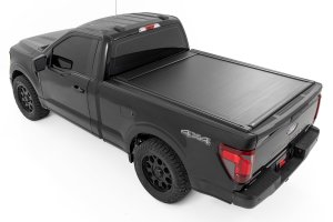 Ford F-150 Powered Retractable Bed Cover - Rough Country - Matte Black - '15-'26